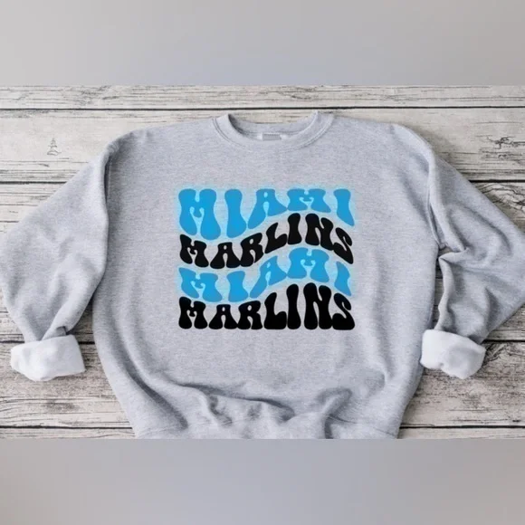 Miami Marlins Wavy Crewneck - Picture 1 of 5